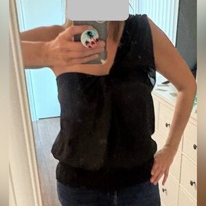 Arden B Black One-Shoulder Top